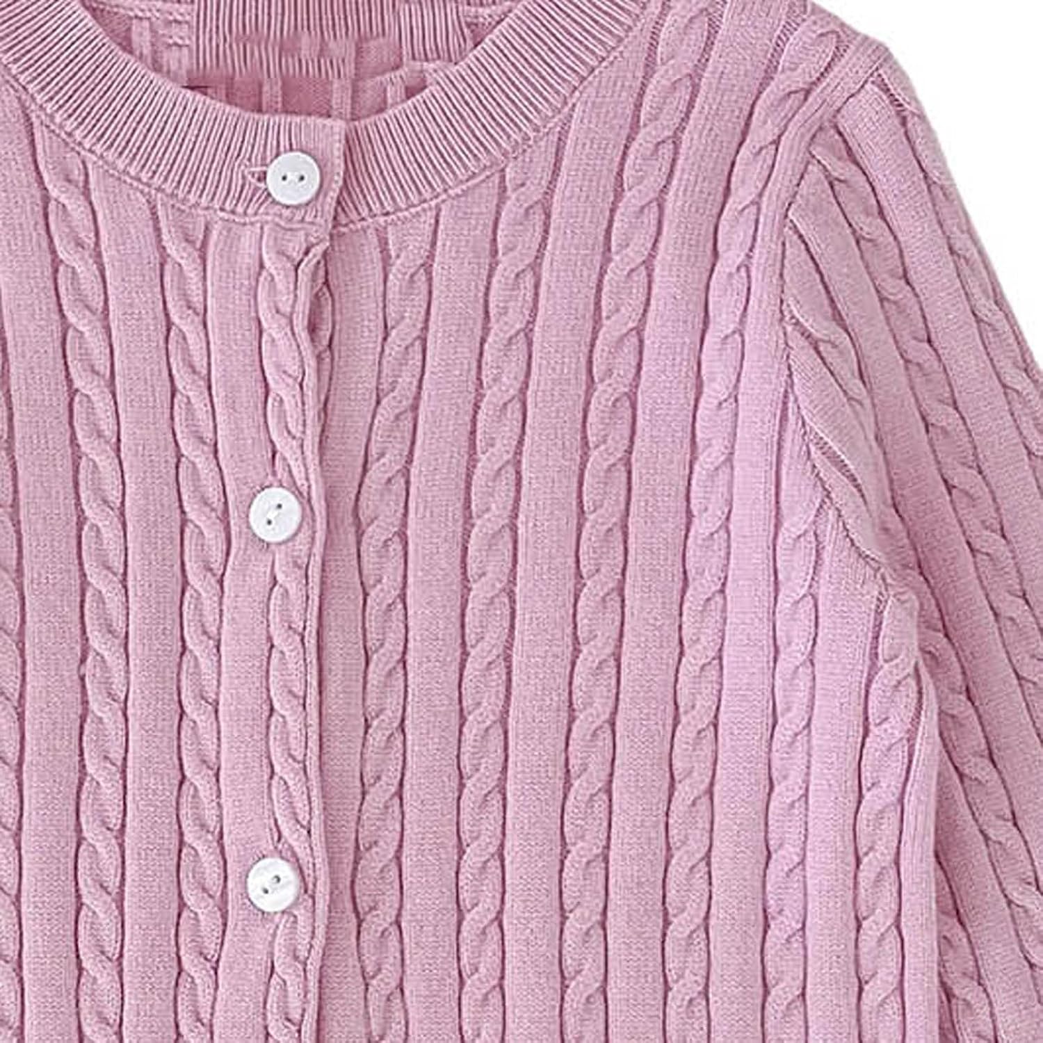 Girls Cardigan Solid Button Down Loose Long Sleeve Shrug Sweaters Cropped Uniforms Kids Knit Sweater Outerwear