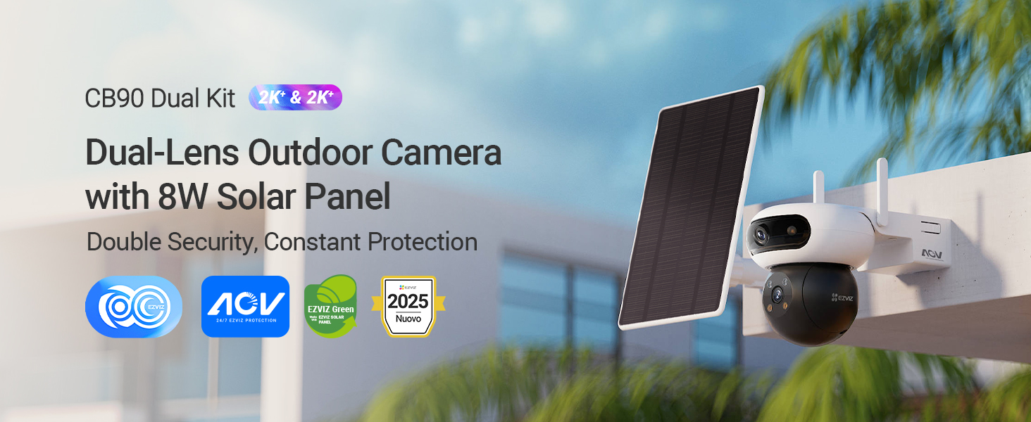 EZVIZ 4MP (2K+ & 2K+) Dual Lens Solar Security Rechargeable Camera