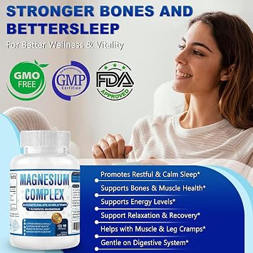 Magnesium Complex Supplement 7 Elemental 1000mg - Magnesium Glycinate, Citrate, Malate, Taurate, Chelated for Easy Absorption for Bones, Muscle, Recovery, Energy, Vegan Non-GMO 90 Capsules