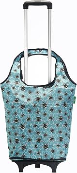 Eco Chic Lightweight Collapsible Shopping Trolley with Detachable Grocery Tote Bag Bumble Bee Blue