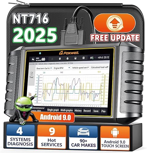 Miniatura 1 de FOXWELL NT716 OBD2 Tableta de escáner ABSSRSMotorTransmisión Diagnósticos con 9 Servicios Restablecimiento Inyector Codificación Registro de Batería