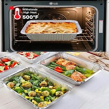 Waytiffer Aluminum Deep Foil Pans Full Size, Large Disposable Roasting & Baking Pan, 21x13 (10 Pack) Extra Heavy Duty Chafing Trays for Hotels, Restaurants, Heating, Buffets & Bakeware