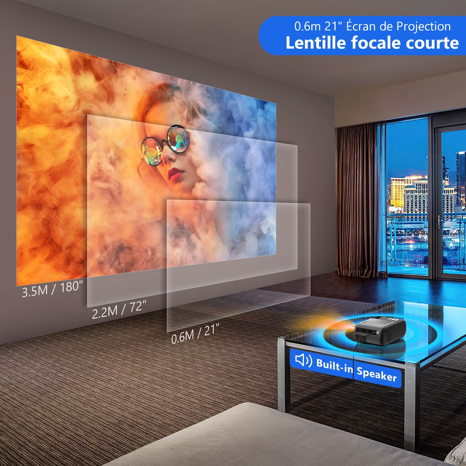 Mini Projecteur Portable 1080P - 12000 Lumens, WiFi 5G, Bluetooth | Pour Films, Jeux, Vidéos Smartphone
