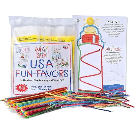 WikkiStix USA Fun Paks, Travel Essential for Road Trips, Featuring USA Landmarks and Locations, Made in USA