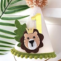 Vista 2 de Corona de primer cumpleaños con temática de león - Wild One Jungle Safari Decoración para niños