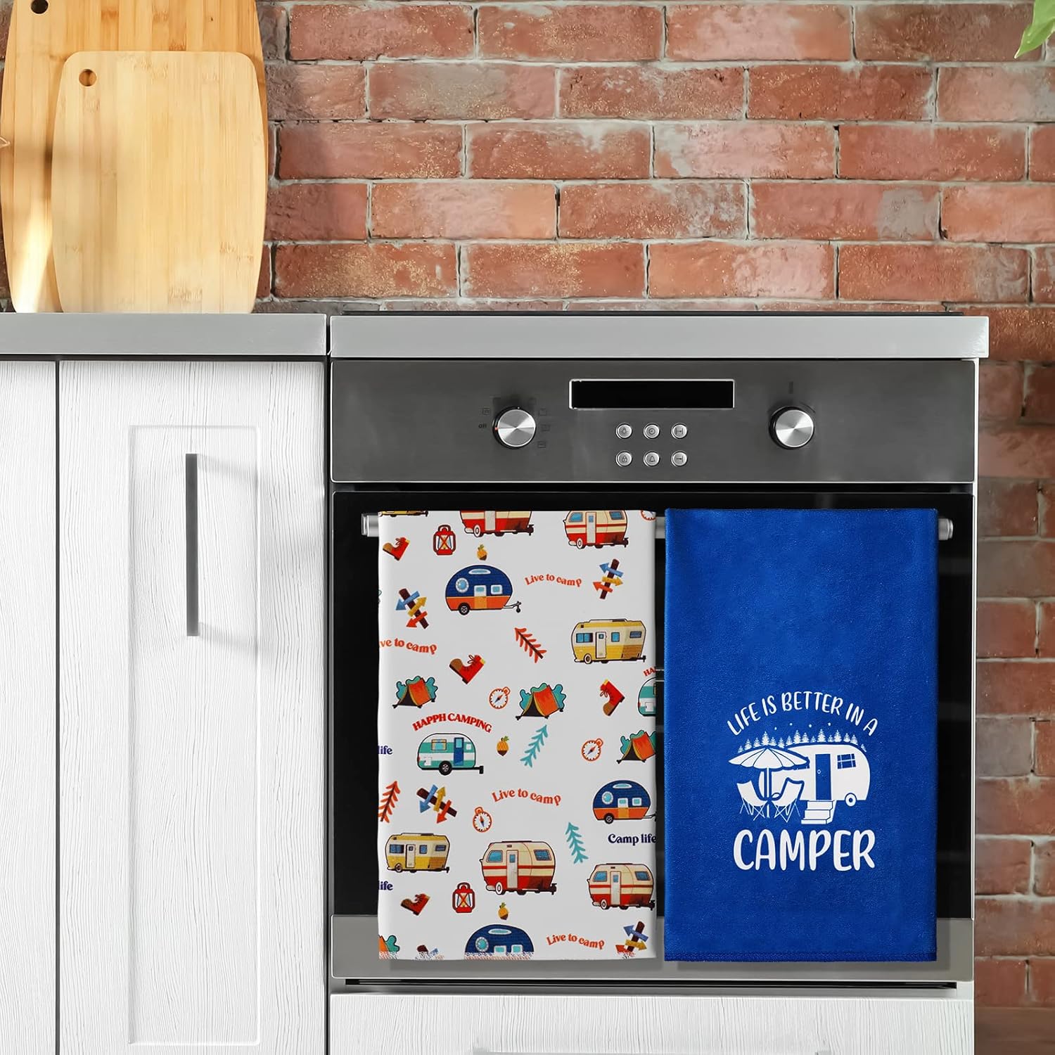 Chengu 4 Pcs Camping Kitchen Towels Christmas Cute Camping Dish Towels Absorbent Campers Towel Christmas RV Camper Gifts for Kitchen Housewarming Holiday Birthday RV Accessories - Image 6