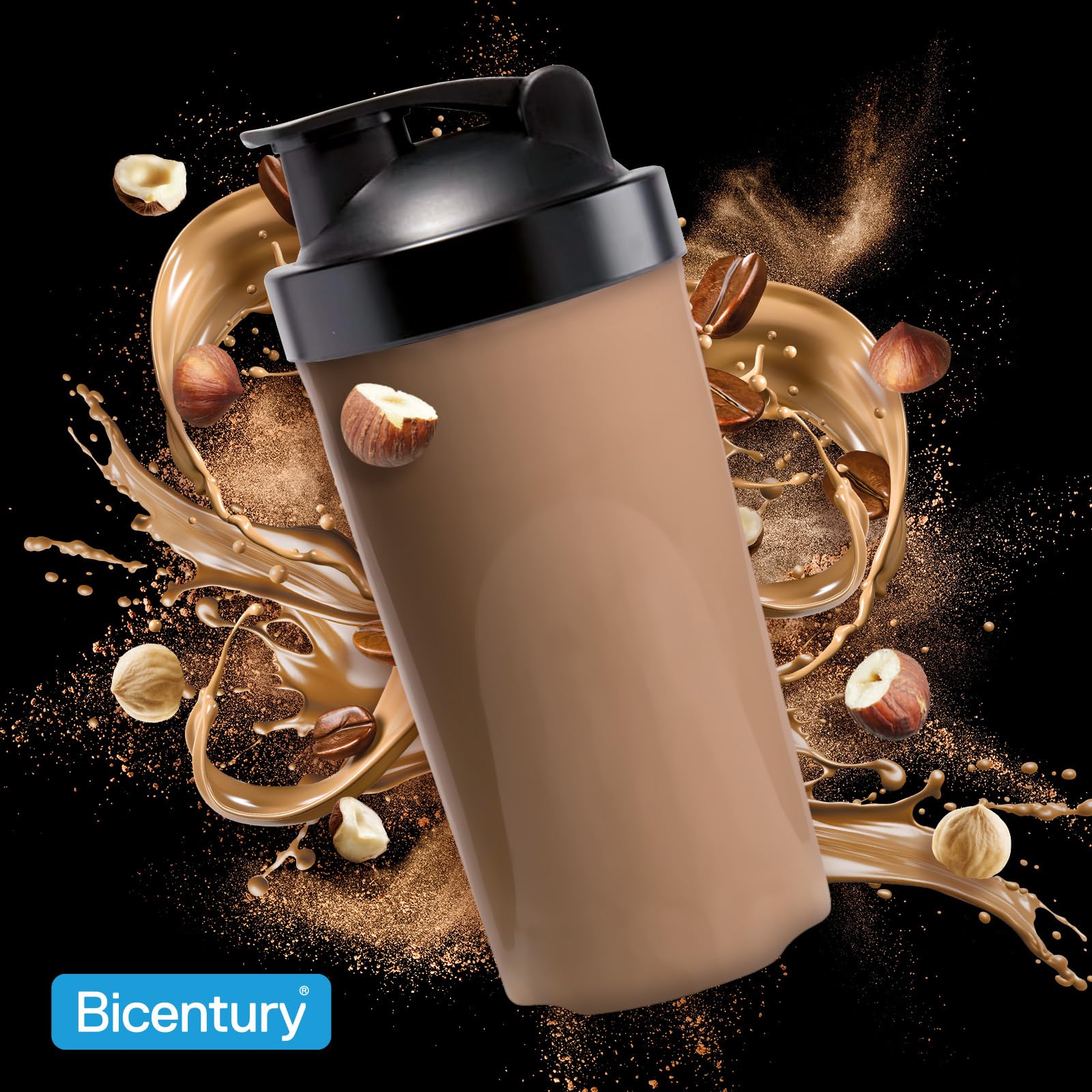 Bicentury Proteína en polvo Moka & Avellana, 20g proteína por porción, Sin Azúcares Añadidos, 340g