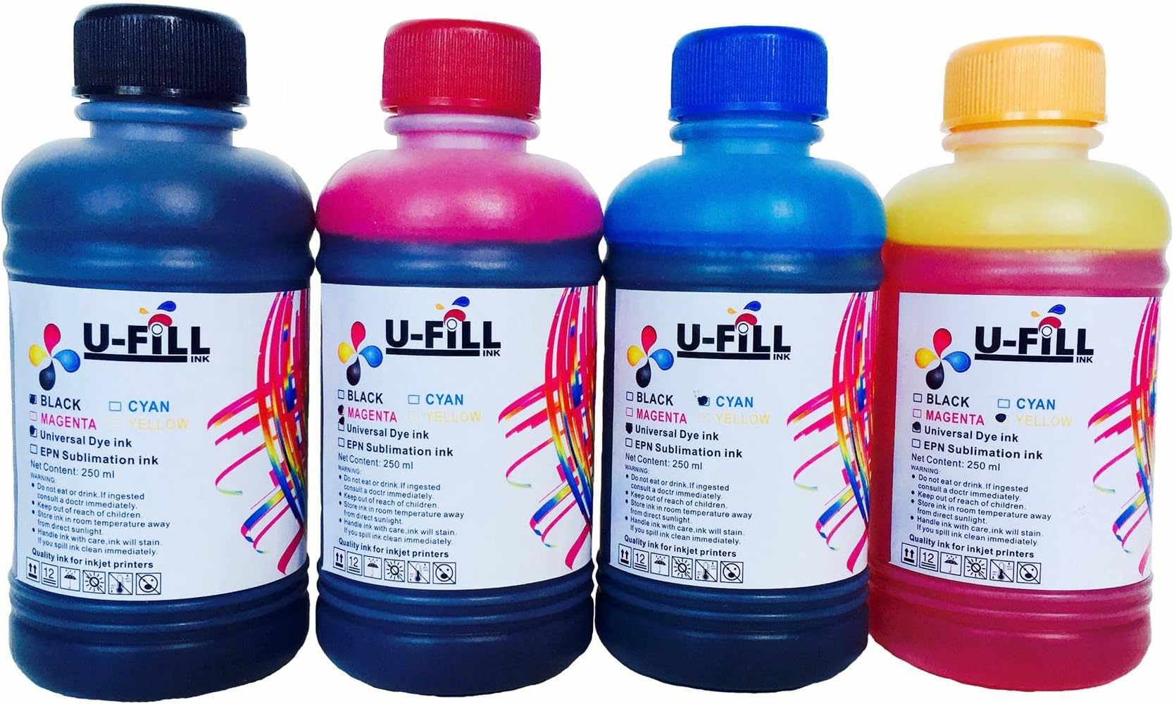 Canon 240 XL 241 XL Ink Cartridge Refill Kit for Pixma MG3520 MG3620 MG2220 MX532 MX522 MX512 MX479 MX472 MX459 MX452 MX432 MG3522 MG3222 MG3220 MG3122 MG3120 MG2120 MX372 MX392 250ml Bottles (4 Pack)