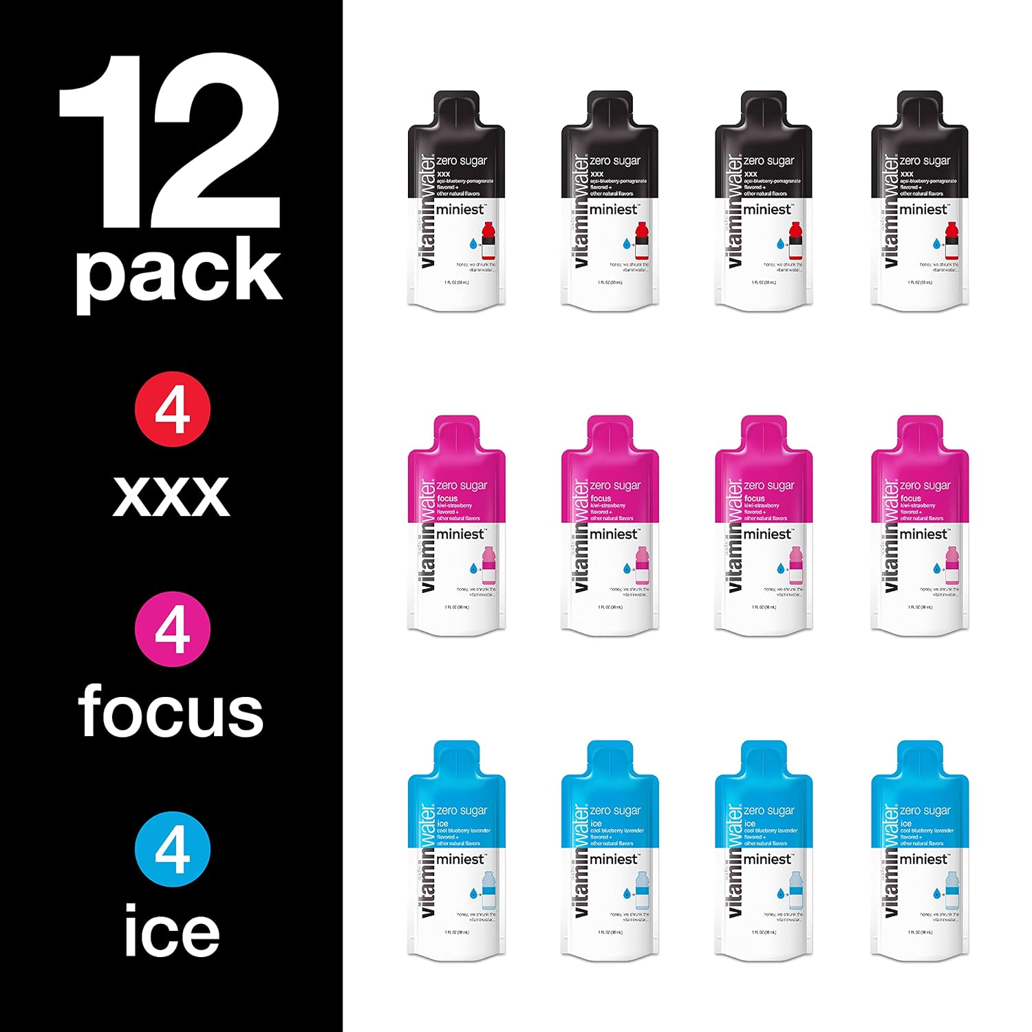 vitaminwater miniest, zero sugar nutrient enhanced water beverage mix, daypart kit
