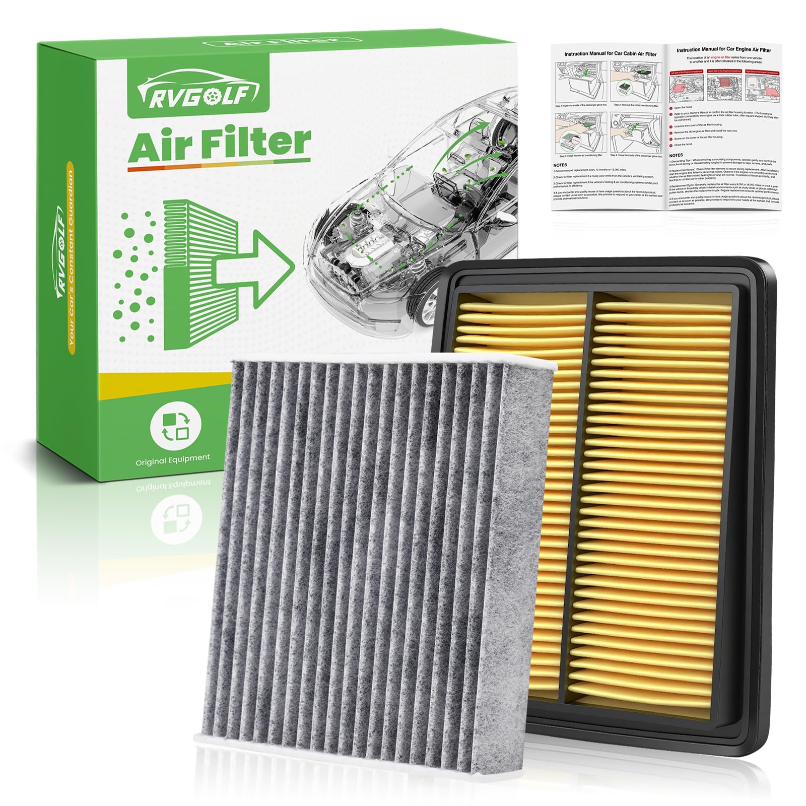 Engine+Cabin Air Filter Fit for 2014-2020 Rogue, 2017-2022 Rogue Sport