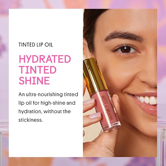 Winky Lux Luscious Barely There Sheer Tinted Lip Oil - Hydrating Lip Gloss Tint, Cool Pink Glossy Lip Balm, Juicy Non Sticky Long Lasting Formula, Infused with Jojoba Oil & Soft Vanilla Scent