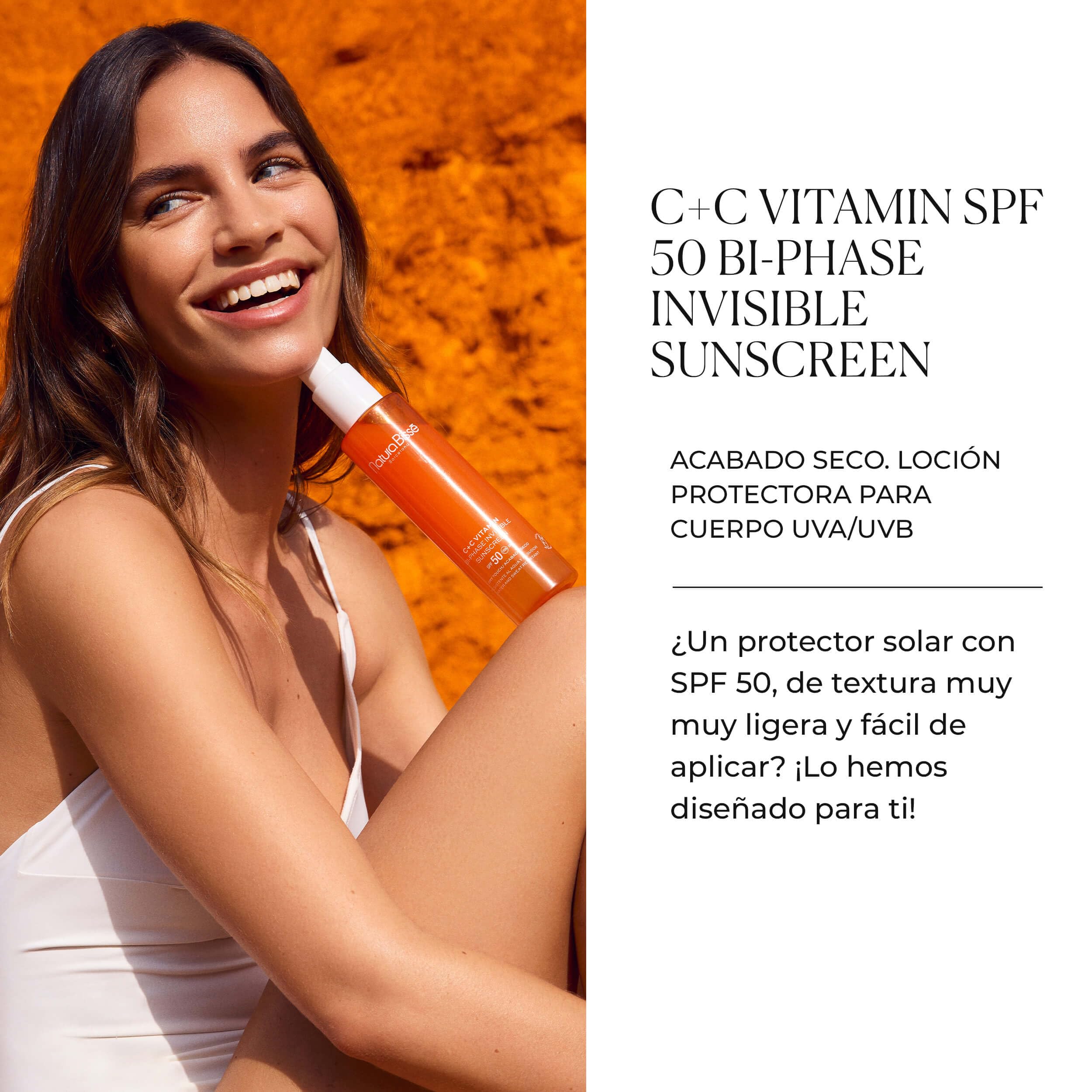 Natura Bissé C+C Vitamin SPF 50 Bi-Phase Invisible Sunscreen | Protector Solar Bifásico en Spray para Cuerpo con Aceite de Pepita de Uva y Vitaminas C y E | 200 ml