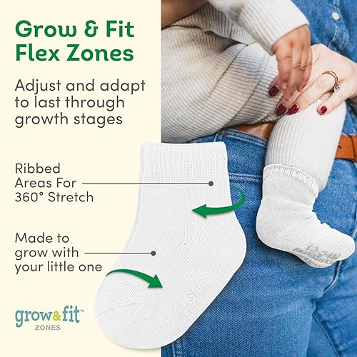 Miniatura 3 de Fruit of the Loom Paquete de 14 calcetines elásticos de algodón Grow & Fit Flex Zones para bebé, unisex, niñas, niños