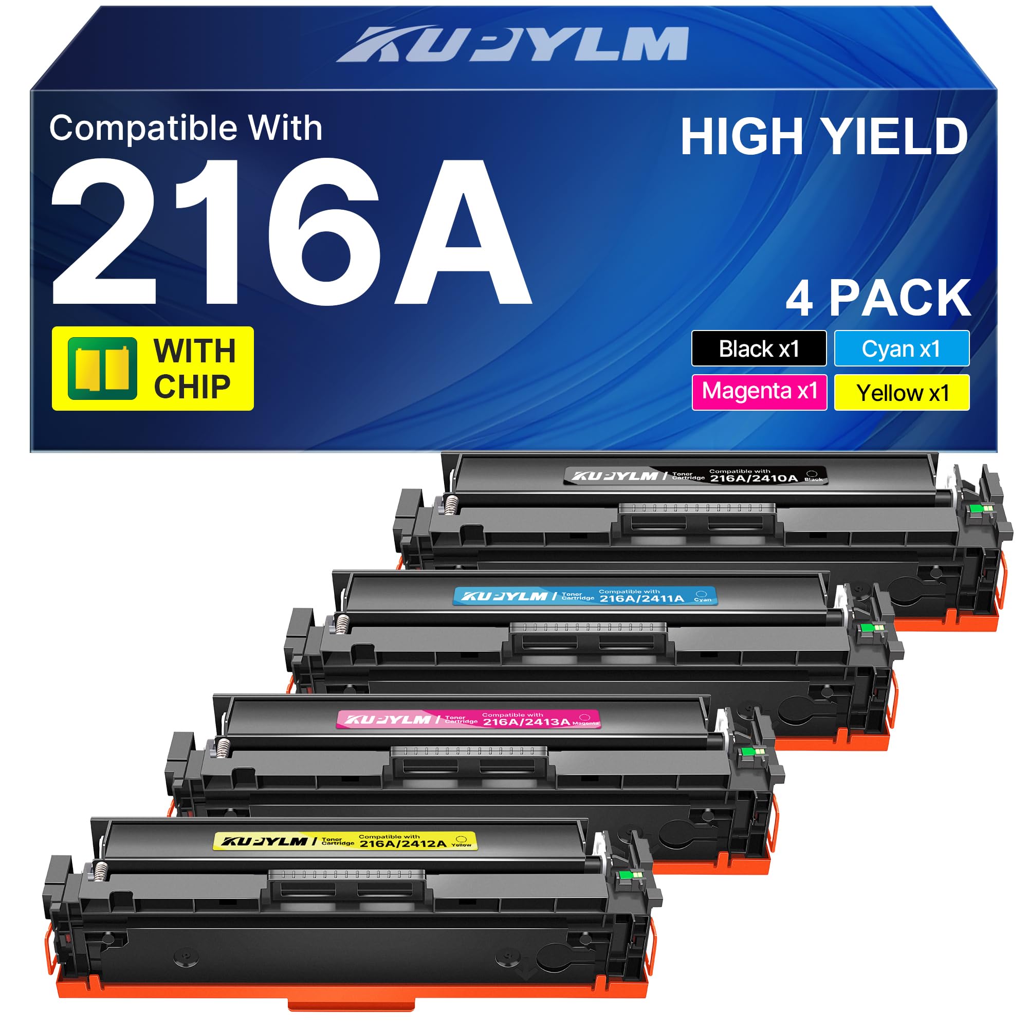 KUPYLM 216A W2410A Toner Con Chip Compatibile per HP W2410A 216A (4-Pack)