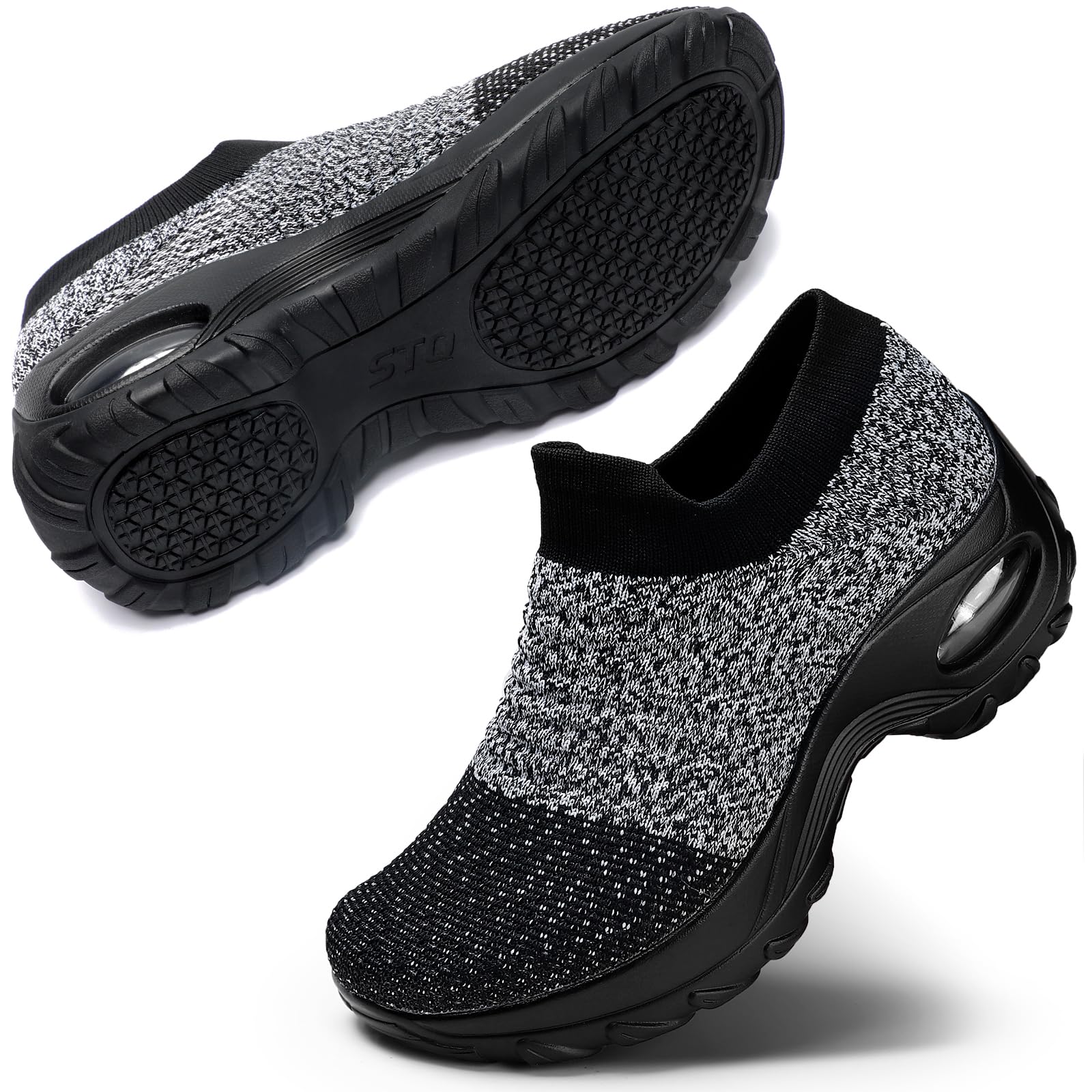 STQ Slip on Womens Trainers with Arch Support Non Slip Work Shoes for Women Comfortable