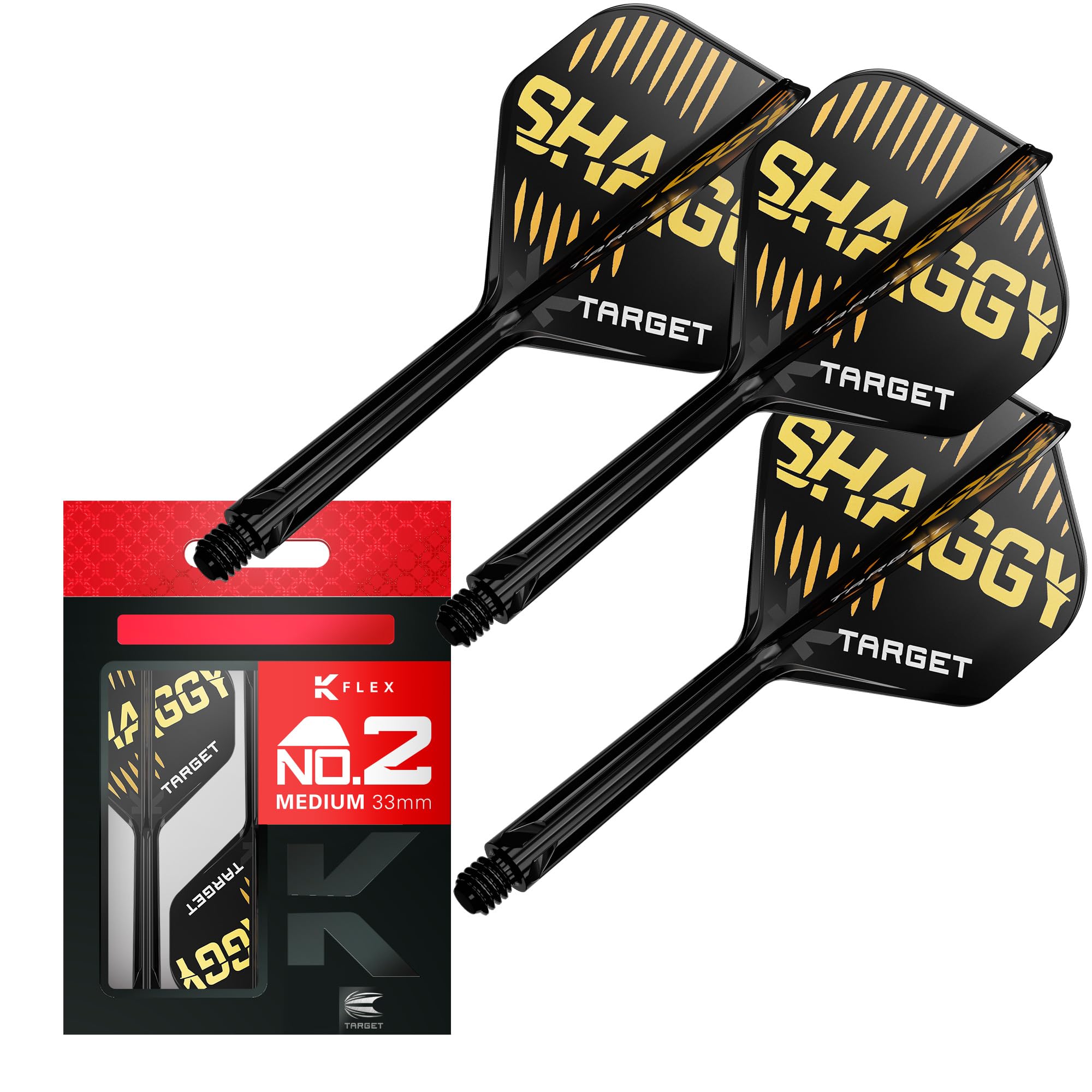 Target Darts Scott Williams K Flex Flights and Shaft System, No.2 | Pack of 3 Kflex All In One Flights, Player Edition Darts Accessories | K-Flex Dart Stem โ Medium (33mm)