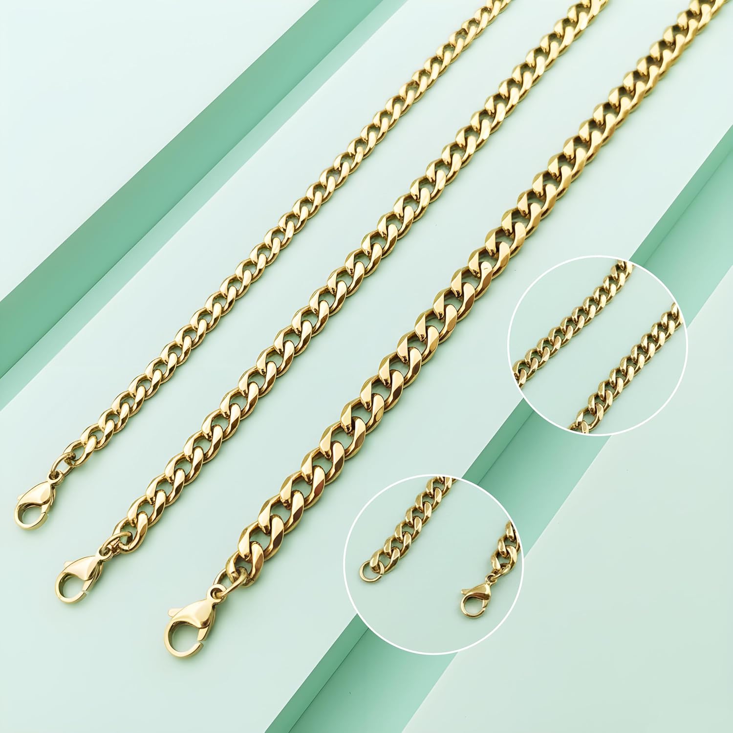 Stainless Steel 5mm/7mm/9mm Cuban Link Bracelet for Men, Silver/Gold 7.09/8.27/9.06 inch Fashion Hop Jewelry Gifts - Image 4