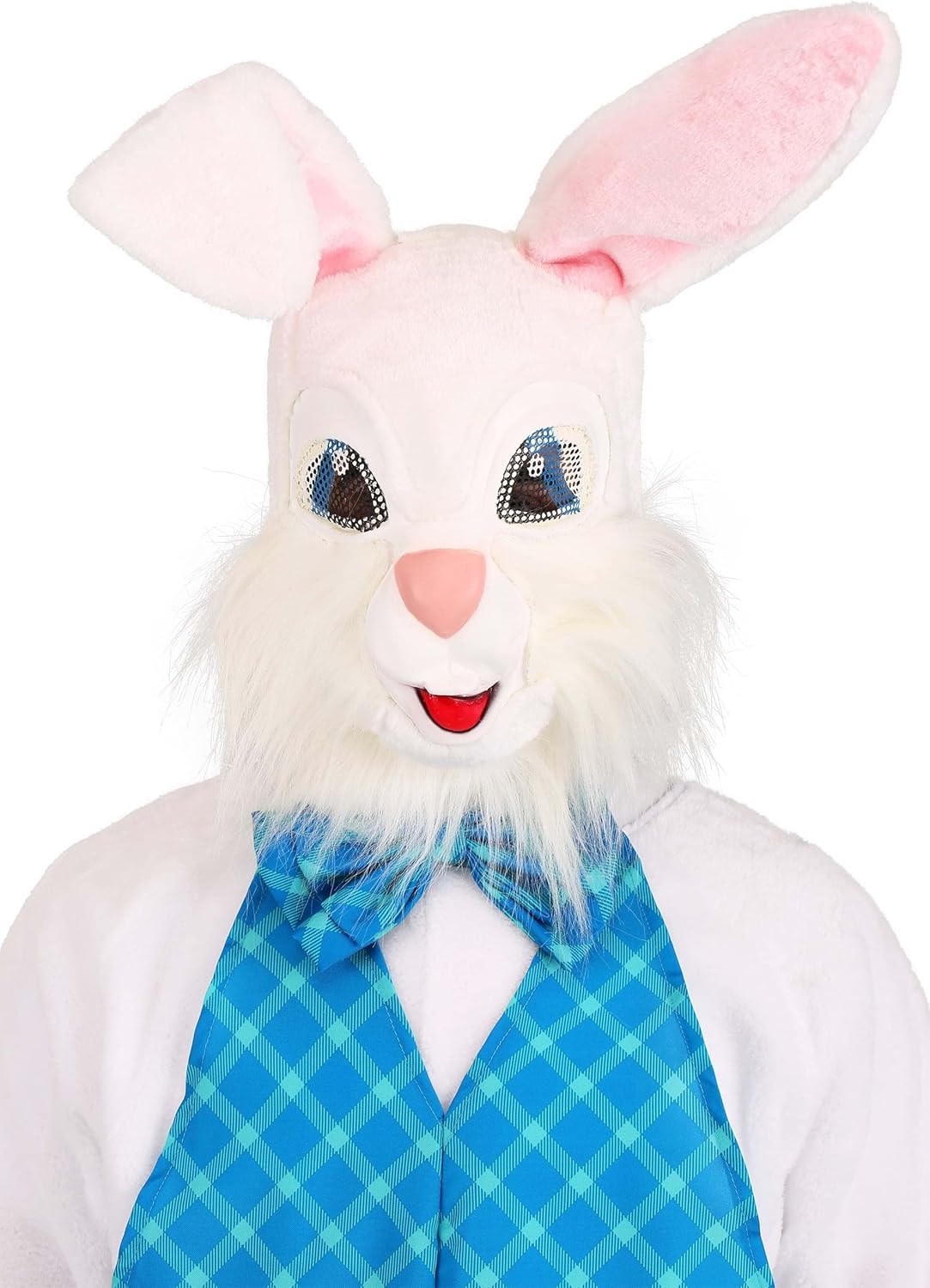 Deluxe Adult Easter Bunny Costume - 6 Pc Bunny Mascot Rabbit Suit with Mask, Vest, Bow Tie, Shoe Covers & Gloves - Image 4