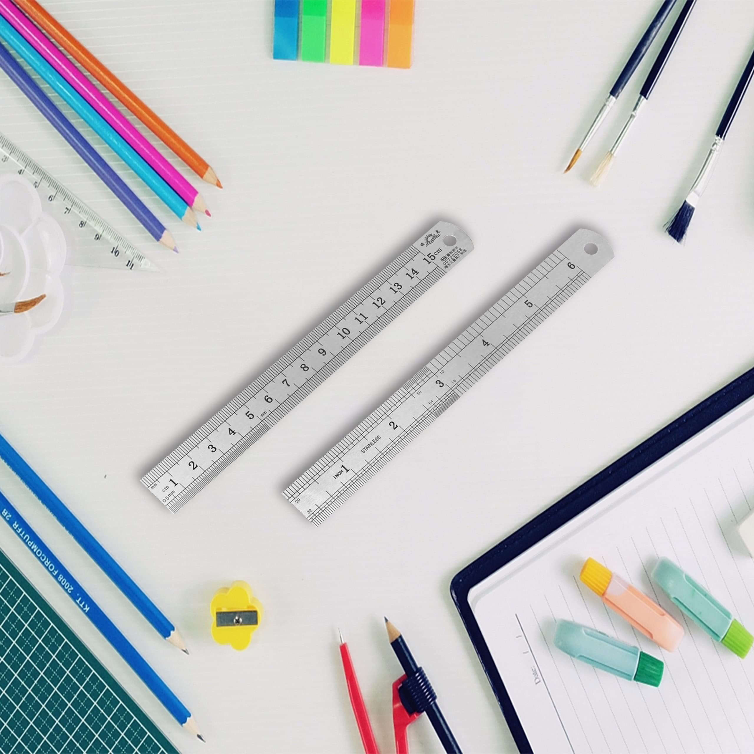 DOPPIA Faccia Righello In Metallo In Acciaio Inox - 30cm-20cm-15cm 12 - Foto 8