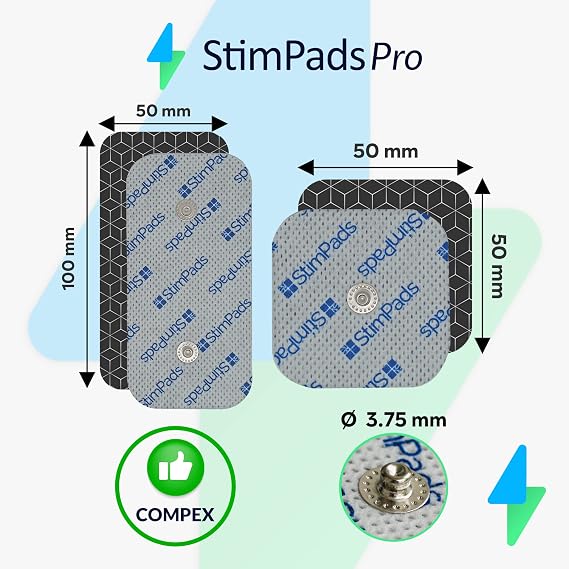 Professional Silver TENS Machine Pads Compatible with Compex Devices-Mix 12-pack with Double 3.75mm Easy Snap-TENS Replacement Pads The Best Conductivity-Certified Medical Device by Motron NV