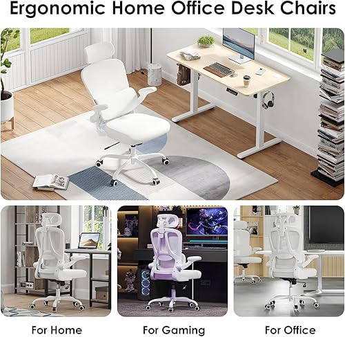 Miniatura 6 de Farini Silla de oficina ergonómica, silla de escritorio con reposacabezas y soporte lumbar, silla giratoria de oficina en casa con reposacabezas