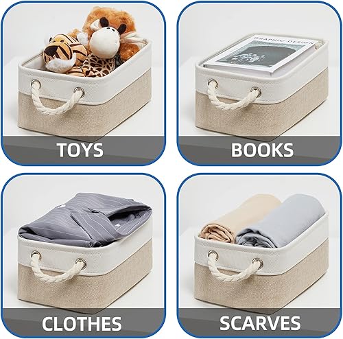 Miniatura 4 de Temary Canastas pequeñas de tela para almacenamiento, 6 unidades, canastas decorativas para regalos, canastas de almacenamiento plegables vacías con