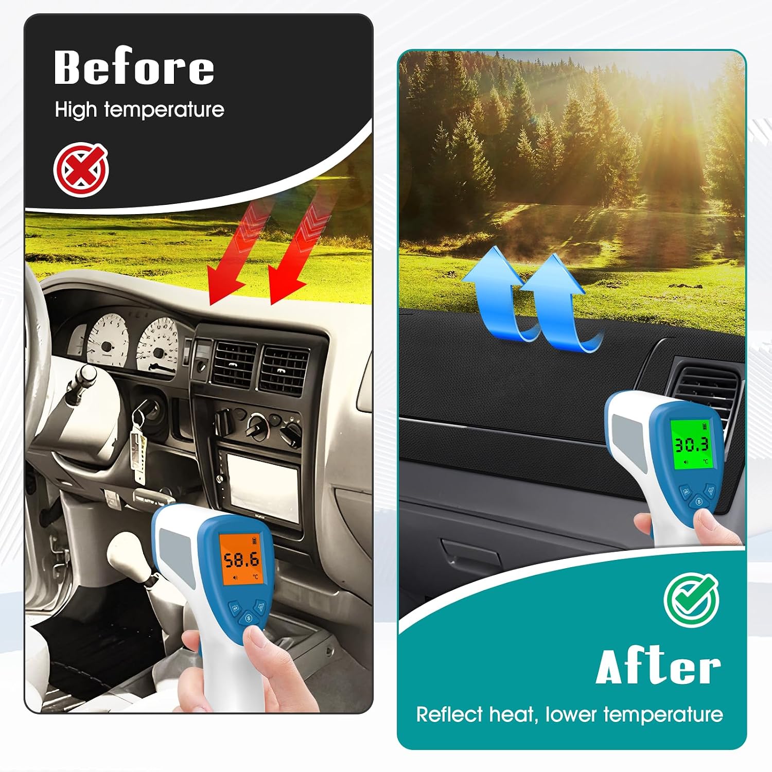 FIILINES Dash Cover for 1998-2004 Toyota Tacoma, Dashboard Mat Accessories Dash Cover Sunshade Nonslip Mesh Protector No Glare Black