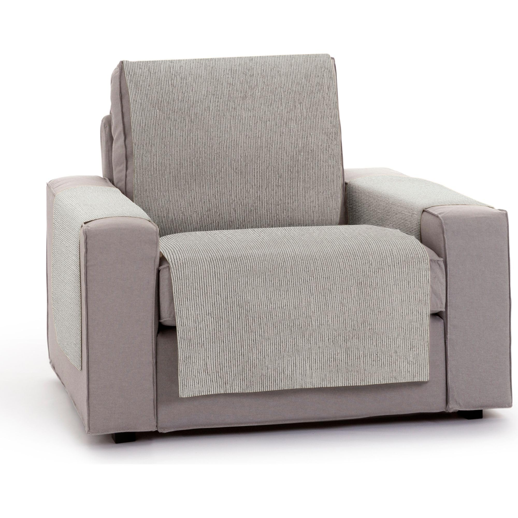 Funda Sofá 1 Plaza Fácil de Colocar con Gomas Elásticas para Ajuste Firme - Funda Sofá Gris Claro Ideal para Proteger y Renovar Respaldo, Asiento y Brazos