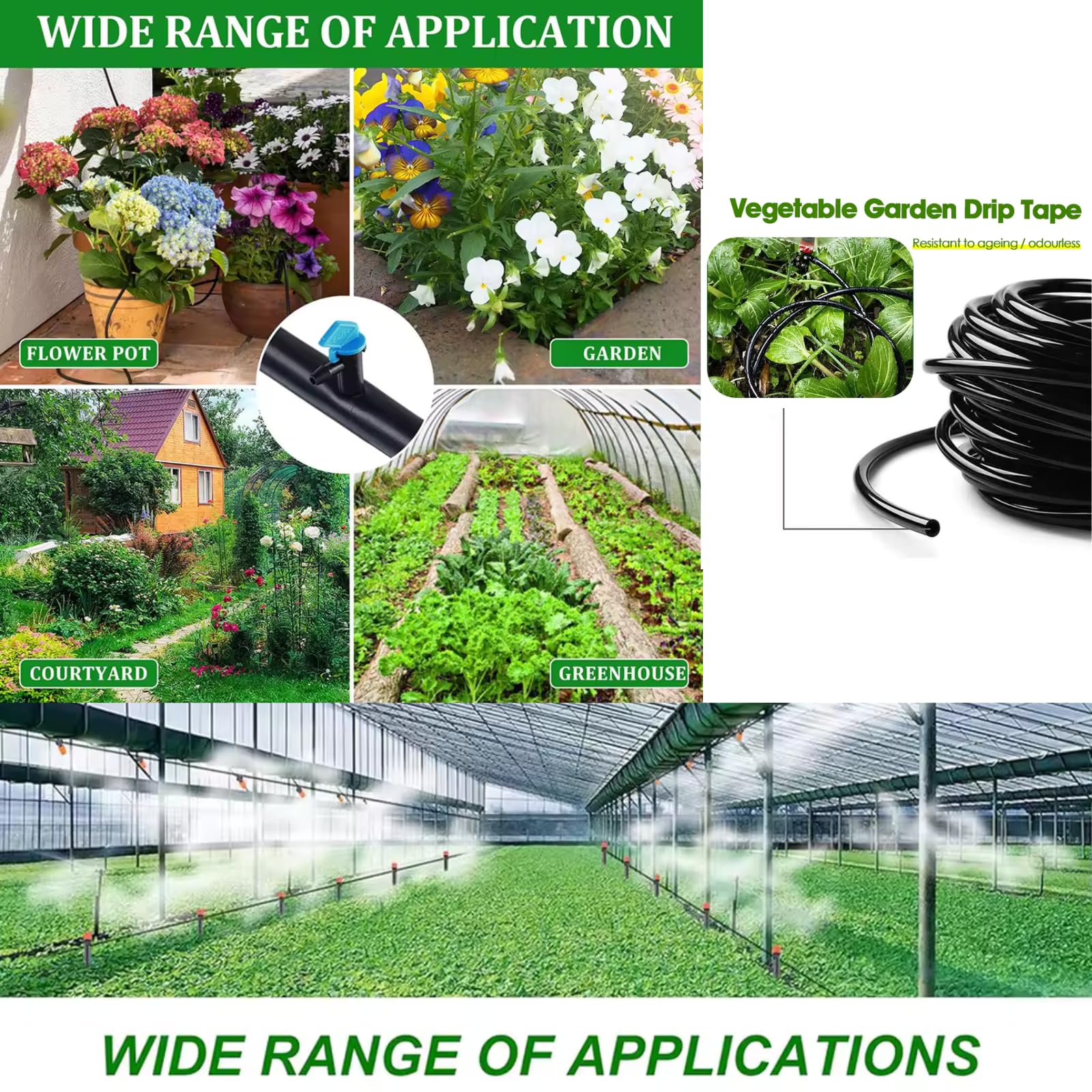 Microtubo de Riego 4mm para Goteo, Tubería para Riego, Fabricada en PVC Flexible y Resistente con 6mm de Diametro Exterior, Disponible en Rollo de 10, 25 y 50 metros, Color Negro (50 metros)