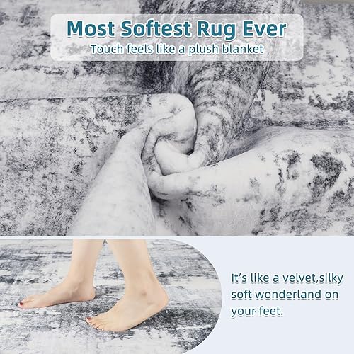 Miniatura 3 de Dripex Alfombra abstracta contemporánea, lavable y antideslizante, suave y esponjosa para sala de estar, dormitorio, habitación de los niños,