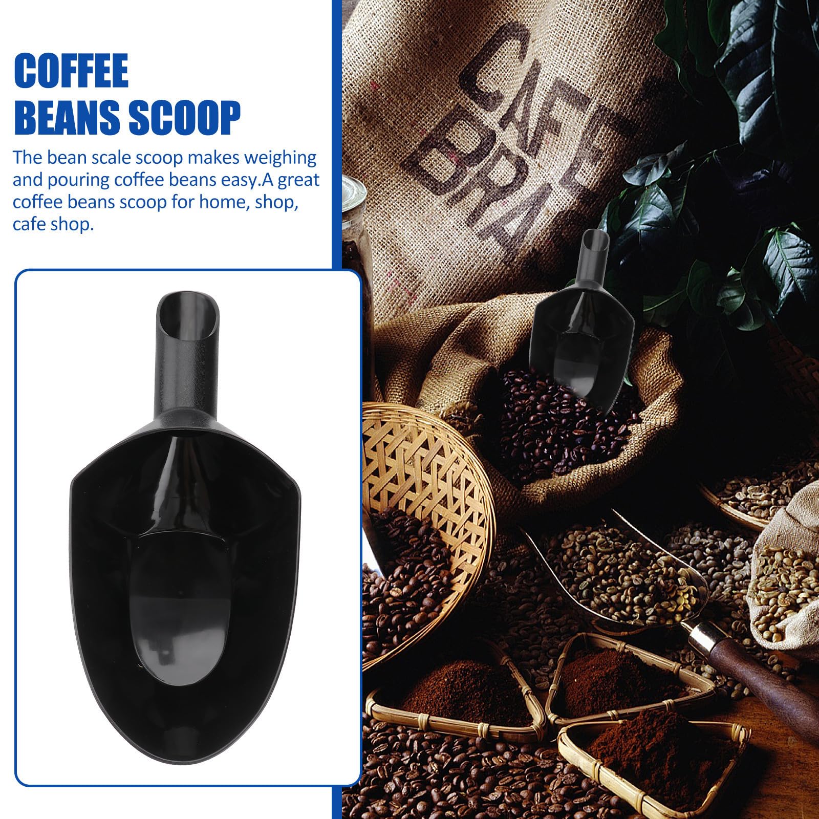 Operitacx Cuchara y Granos de Café de Gran Capacidad Diseño Ergonómico, Pala de Plástico Resistente Adecuado para Cafeterías y Uso Doméstico Cafeterías Uso Doméstico