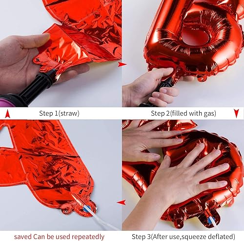 Miniatura 4 de Letrero de globos rojos con la forma de las letras de Happy Birthday letras de 16 pulgadas de tereftalato de polietileno laminado reutilizables,