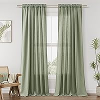 Vista 26 de Guken - Cortinas de lino negro de 108 pulgadas de largo para sala de estar, dormitorio, juego de 2 paneles, bolsillo para barra, cortinas