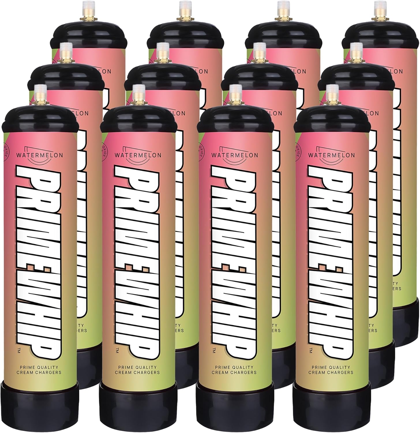 Prime Whip 640G Watermelon - The Ultimate Whip It Tank - Food Grade 99.95% Pure N2O for any Whipped Cream Dispenser  (12 Nitrous Oxide Tanks)