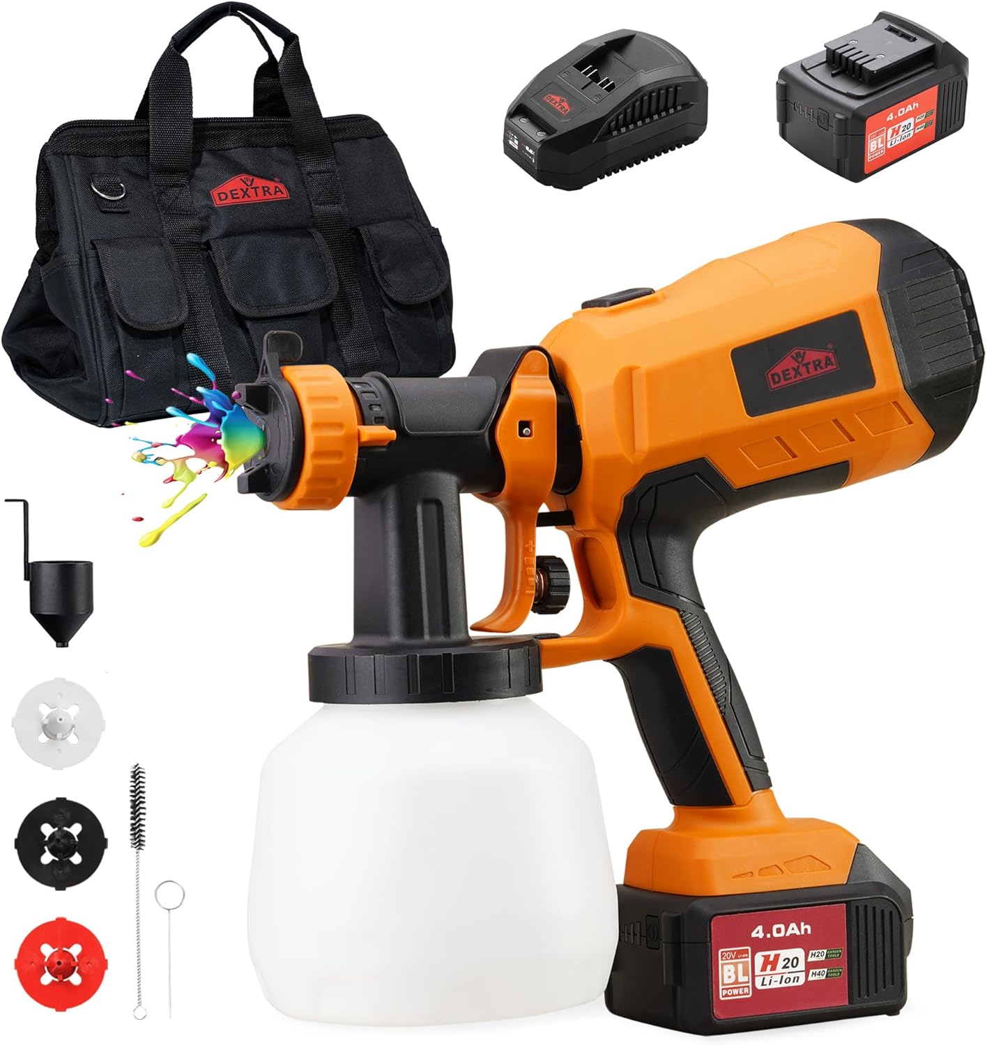 Dextra Cordless Paint Sprayers for Home Interior and Exterior, 20V Brushless Paint