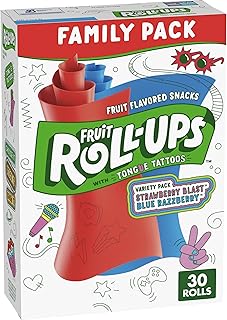 Fruit Flavored Snacks, Halloween Treats, Strawberry Blast and Blue Razzberry, Family Pack, 30 Ct, 15 oz