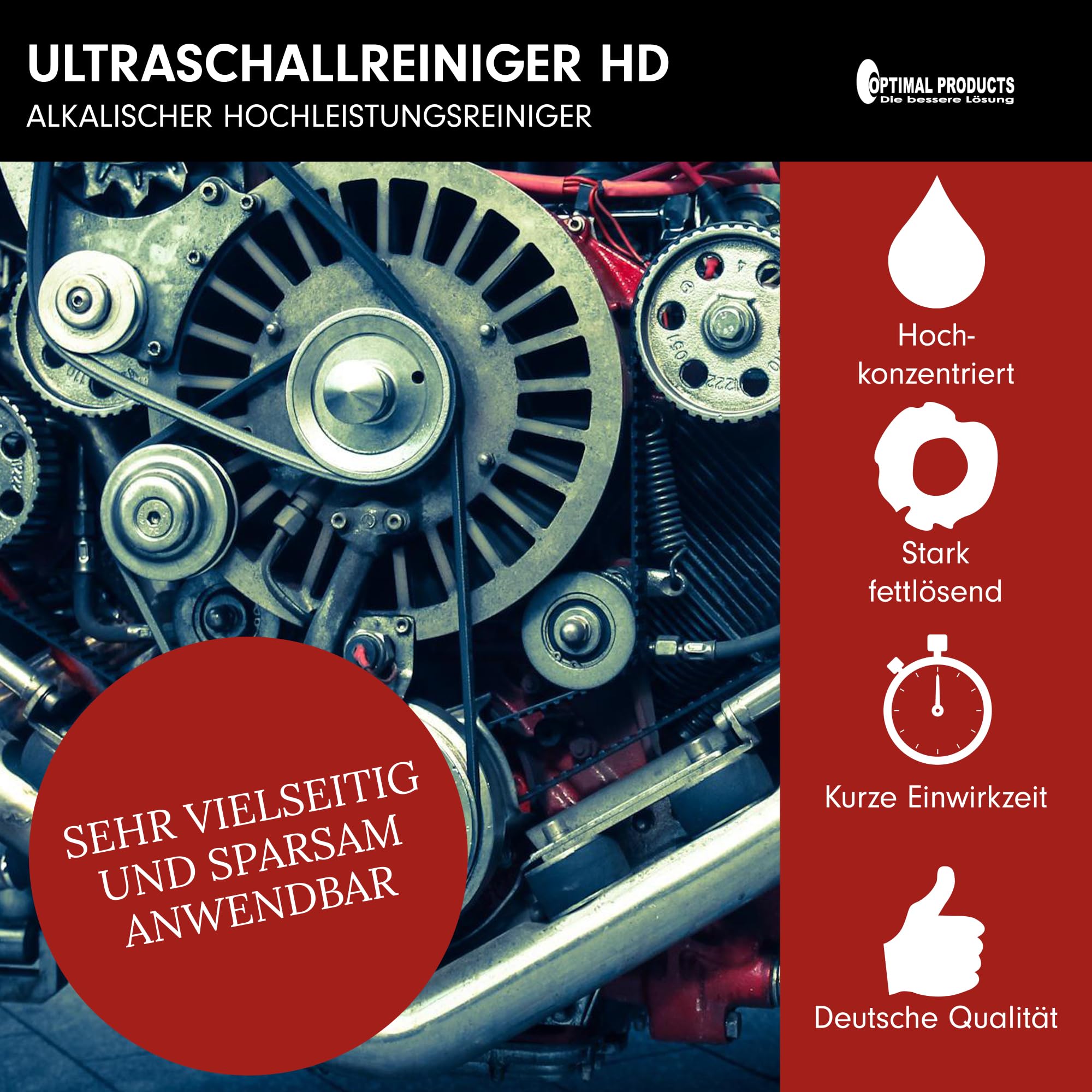 Optimal Products Konzentrat Ultraschall Reiniger I Alkalische Allzweck Reiniger für exzellente Entfettung & Reinigung 20l