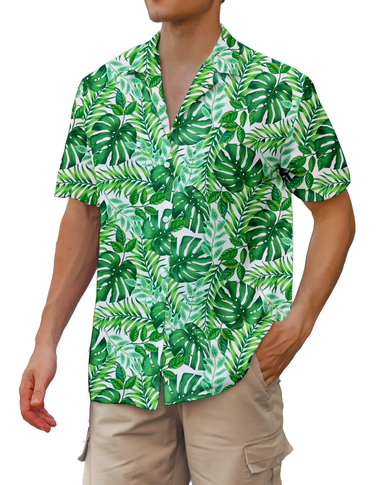 Cromoncent Hawaiian Shirt for Boy&amp;Men Short Sleeve Cuban Collar Tropical Holiday Summer Beach Shirts