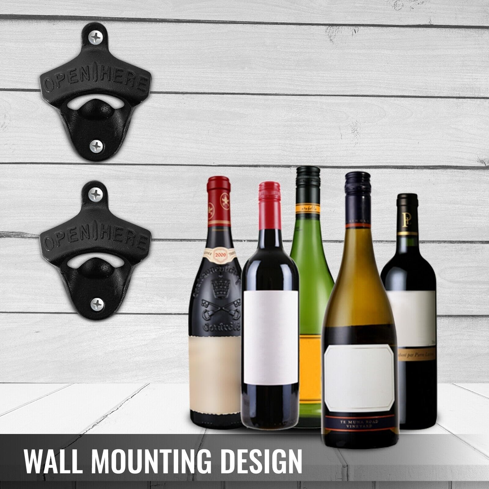 Abridor de botellas cerveza 100 Uds., vertedor sidra montaje en pared hierro fundido, apertura Simple for Soda, hogar, bares, Pub, cocina, uso comercial Para principiantes y uso doméstico