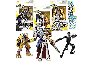 Digimon Action Figures Set, Anime Heroes Bundle with Wargreymon and 3 More Figurines and Stickers