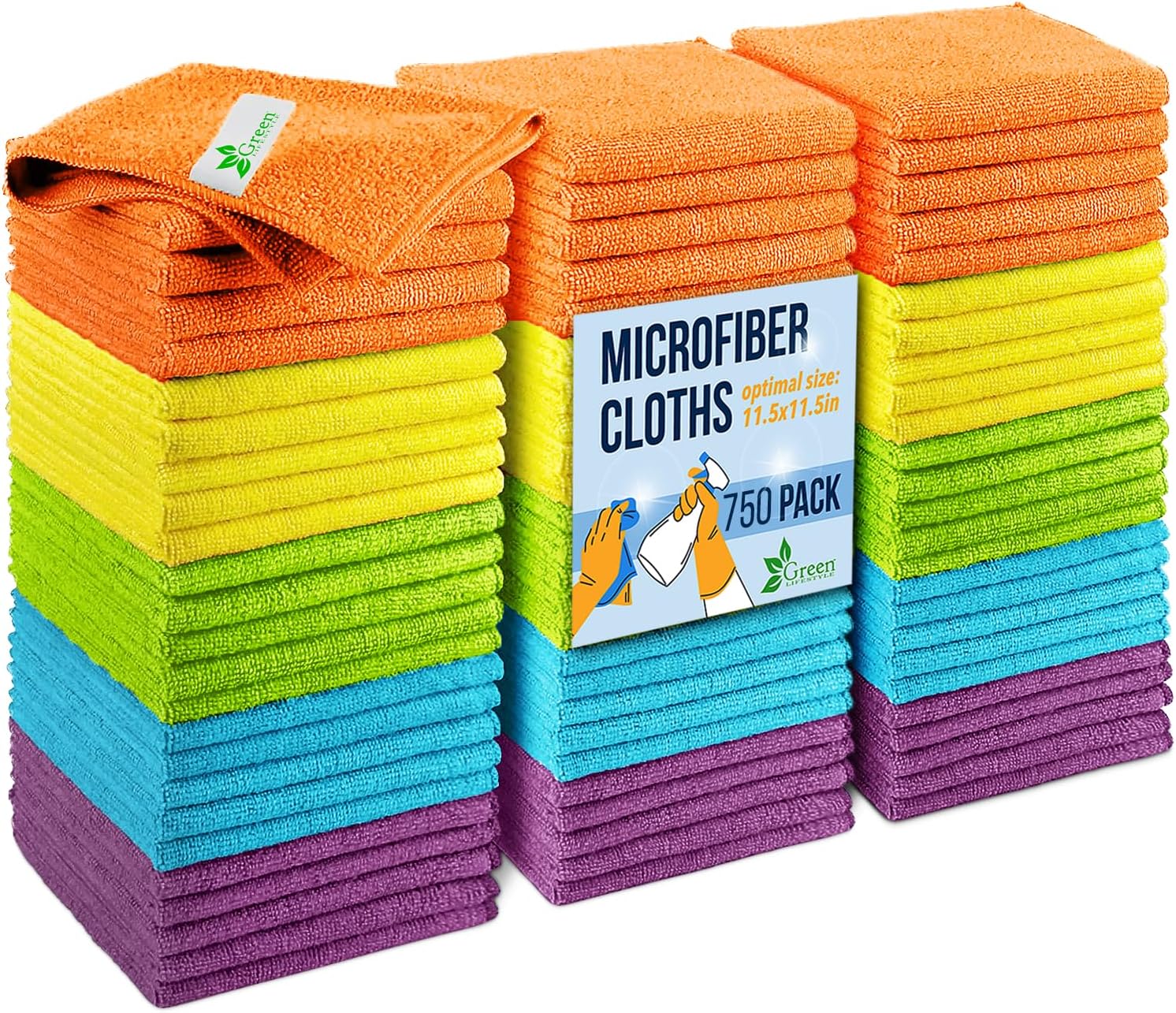 GREEN LIFESTYLE Chamois Cloth, Microfiber Cleaning Cloth 750 Pack, Borderless Towels Cleaning, Car Microfiber Towel, Drying Car Wash Towels (11.5″ x 11.5″, Multicolor) GREEN LIFESTYLE Chamois Cloth, Microfiber Cleaning Cloth 750 Pack, Borderless Towels Cleaning, Car Microfiber Towel, Drying Car Wash Towels (11.5″ x 11.5″, Multicolor)