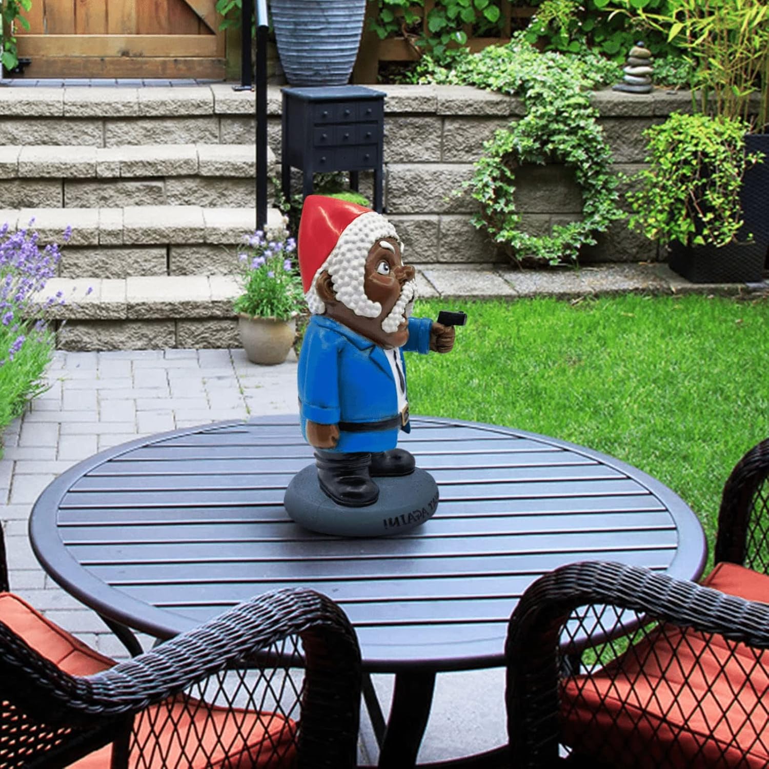 Say What Again Angry Garden Gnome, Funny Gnome with a Weapon Resin Ornaments, 9" War Gnome Outdoor Garden Statues for Indoor/Outdoor/Lawn/Yard Art Decorations