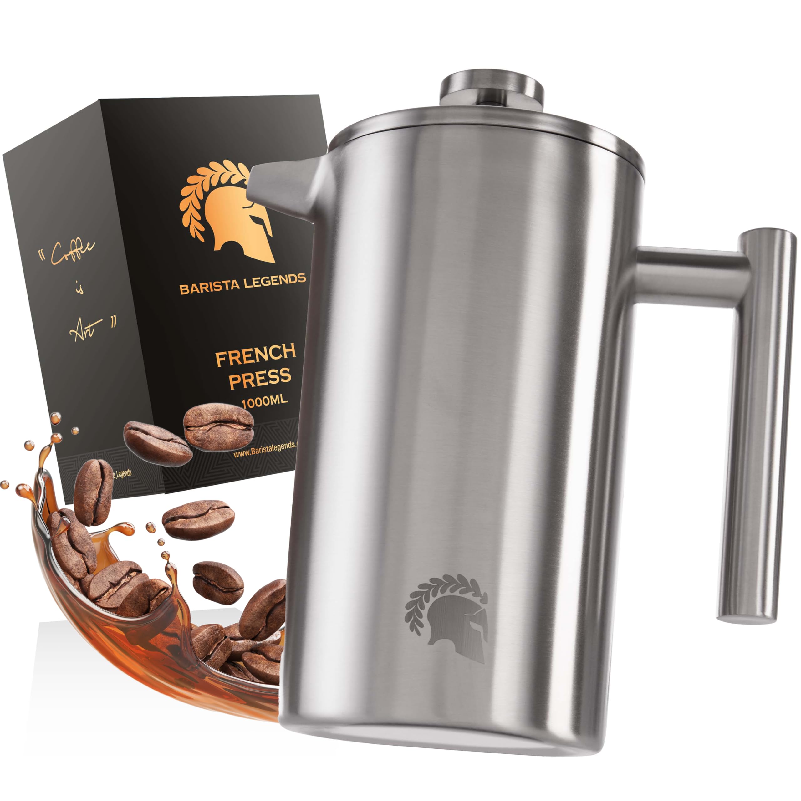 VIA CREMA FRENCH PRESS 800/1000 ml Glass/Stainless steel (acciaio inox, 800 ml/27 oz