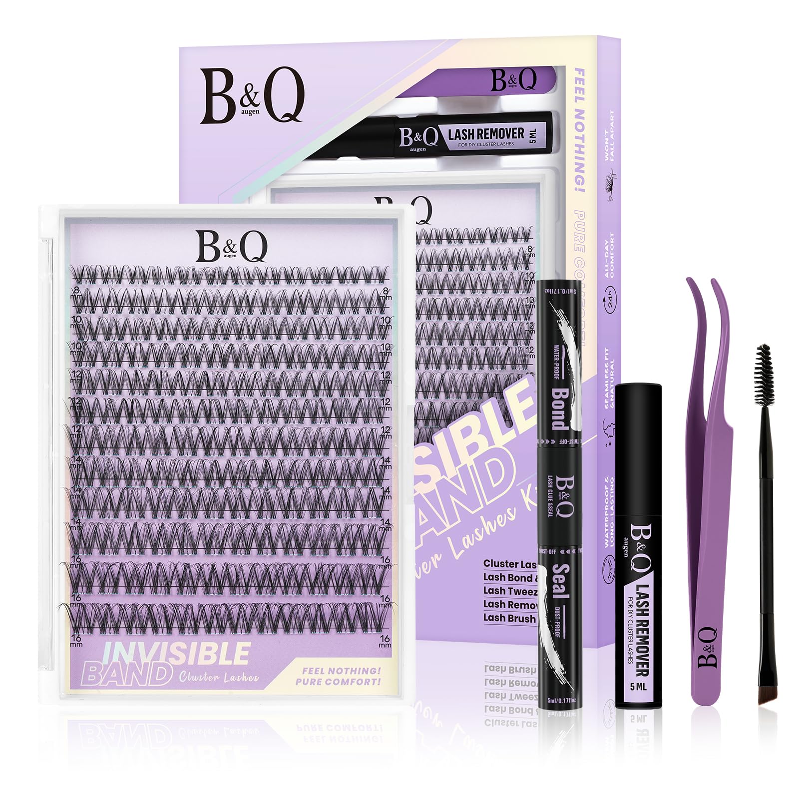 B&Q Lashes Extension Set 144PCS Venus Lash Clusters Unsichtbares Band 8-16MIX Manga Wimpern Extensions Set Wispy NatüRliche Wimpern Cluster 7 tage halt Lazy Girl Wimpernverlängerung(Venus 8-16mix)