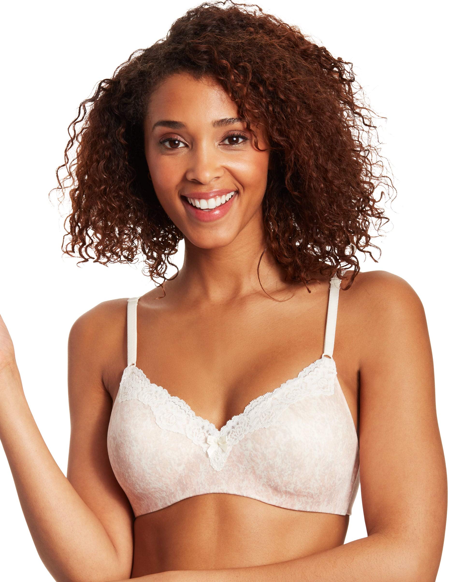 Maidenform Women's Comfort Devotion Wirefree with Lift T-Shirt Bra, 9456, Peach Swirl Print, 40B