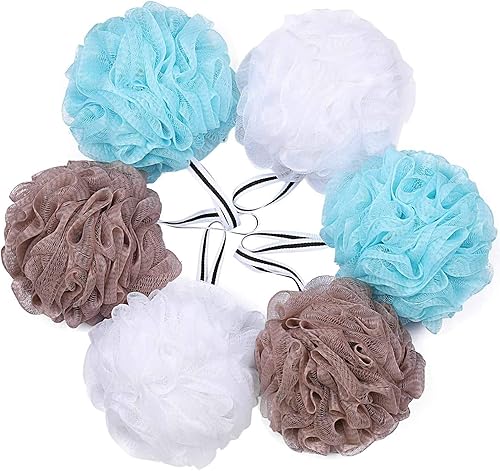 Esponja de ducha de lufa de baño, esponja para el cuerpo, exfoliante, bola (6 unidades)