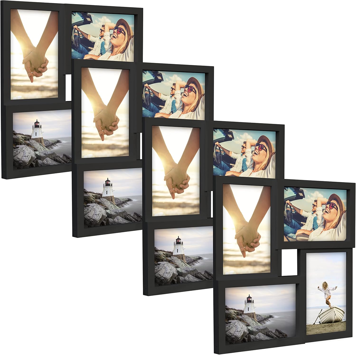 Malden International Designs Puzzle Collage Picture Frame, 4 Option, 4-4x6, 4 Pack, Black