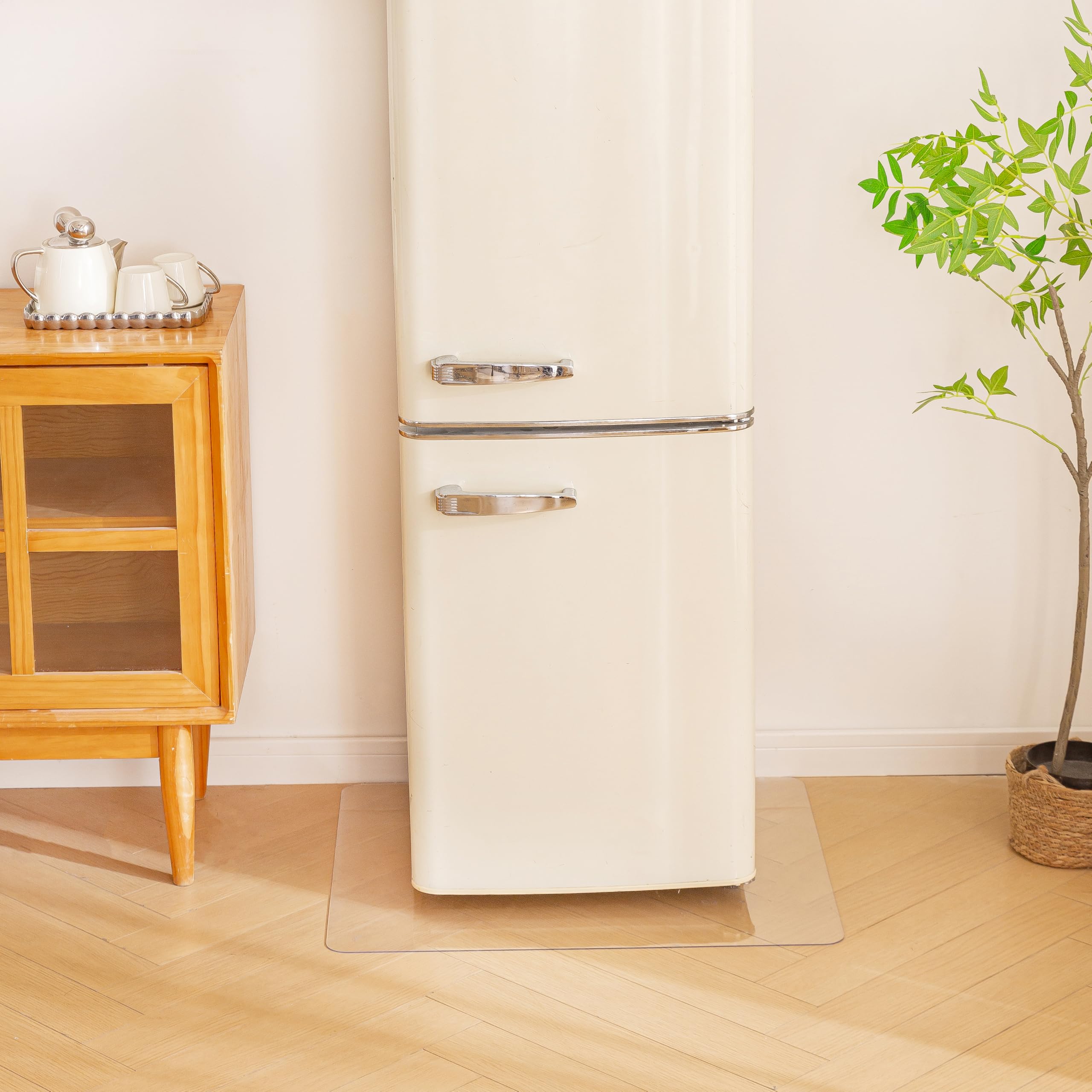 冷蔵庫 マット 透明 傷防止マット 45×90cm 厚さ1.5mm クリア 床保護シート キズ防止 凹み防止 冷蔵庫 耐震マット 洗濯機も適用 - 2