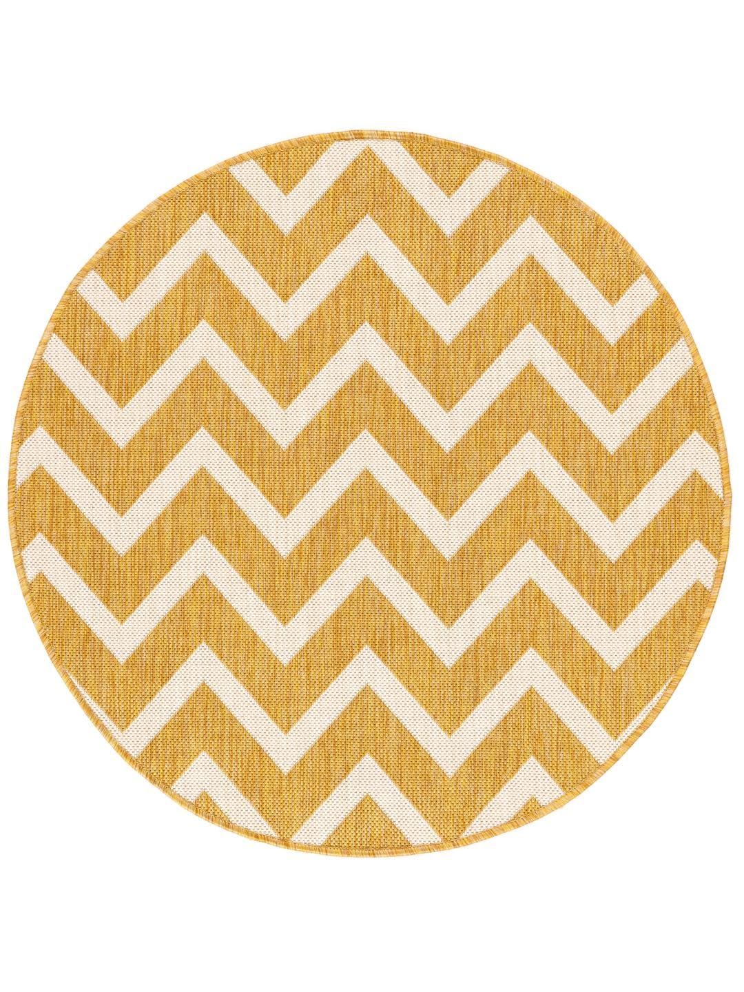 RugVista Capri Tapis intérieur et extérieur, Rond, Ø 100 cm, Jaune