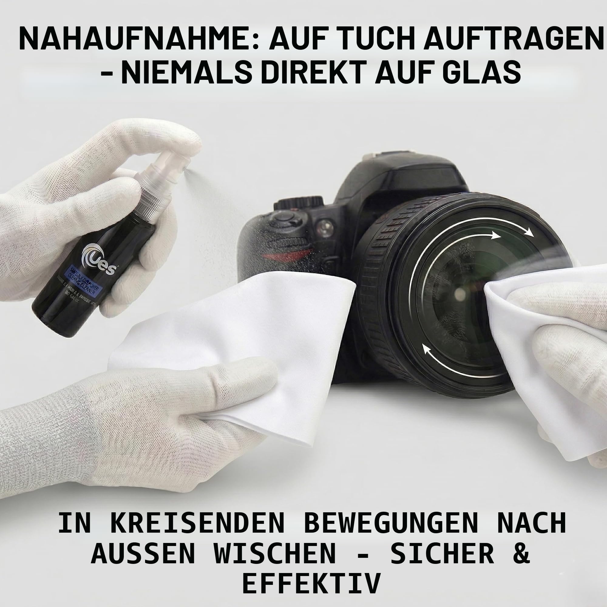 UES DKL24 Kamera Reinigungsset für Vollformat: 10x 24mm Sensor-Swabs, 30ml Reiniger, Blasebalg, Lens-Pen, 5X Mikrofasertücher, Optikpapier & wasserdichtes Etui (Kompatibel mit Sony, Canon, Nikon)